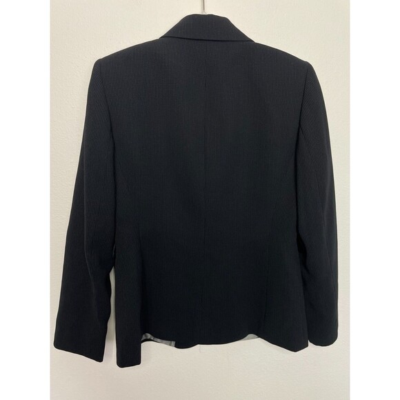 Tahari ASL  Sz 4 Petite Dotted Blazer Navy Black Button Front Notch Lined Career - Picture 13 of 13